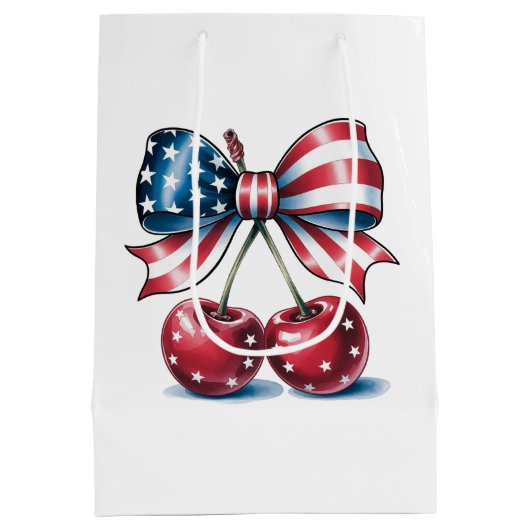 American Bow With Cherries  Medium Cadeauzakje (Achterkant)