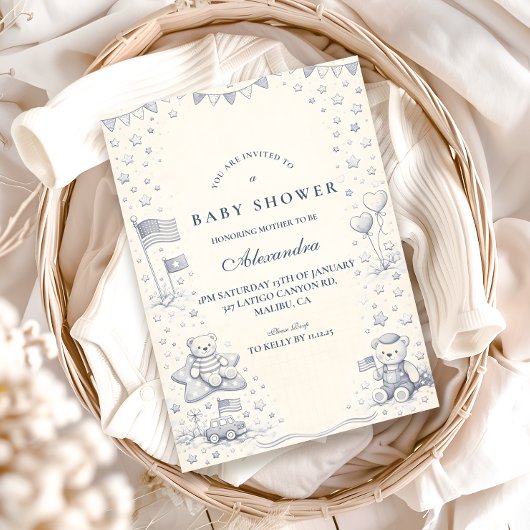 American Boy All American Baby Shower Kaart