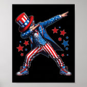 American Boy Dabbing Patriottisch 4 juli Kinder Poster (Voorkant)