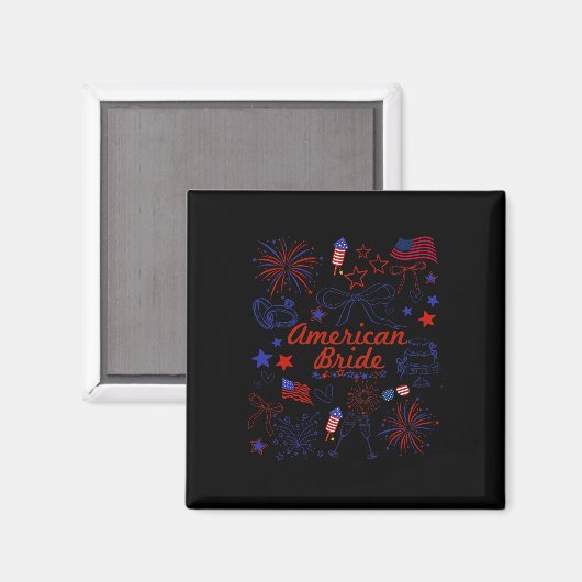 American Bride Patriotic Wedding Celebration  Magneet (Voorkant / Achterkant)