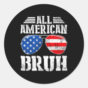 American Bruh Happy 4th of July Jongens Patriottis Ronde Sticker