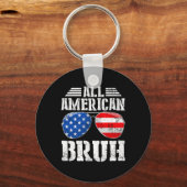 American Bruh Happy 4th of July Jongens Patriottis Sleutelhanger (Voorkant)
