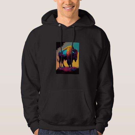 American Buffalo Animal Pop Bison Grilling  1 Hoodie (Voorkant)