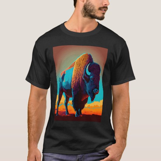 American Buffalo Animal Pop Bison Grilling 3 T-shirt (Voorkant)