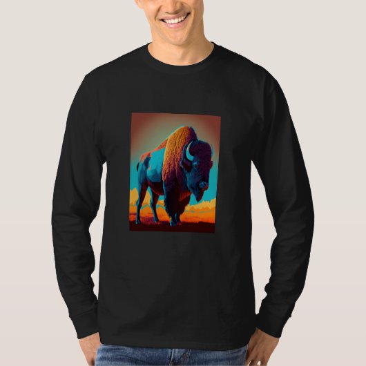 American Buffalo Animal Pop Bison Grilling  3 T-shirt (Voorkant)