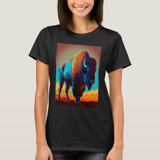 American Buffalo Animal Pop Bison Grilling   3 T-shirt (Voorkant)