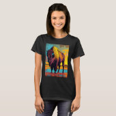 American Buffalo Animal Pop Bison Grilling T-shirt (Voorkant volledig)