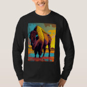 American Buffalo Animal Pop Bison Grilling T-shirt (Voorkant)