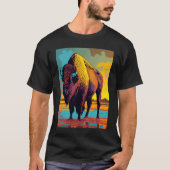 American Buffalo Animal Pop Bison Grilling T-shirt (Voorkant)