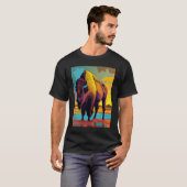 American Buffalo Animal Pop Bison Grilling T-shirt (Voorkant volledig)