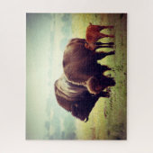American Buffalo (Bison) Family Legpuzzel (Verticaal)