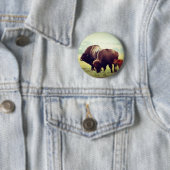 American Buffalo (Bison) Family Ronde Button 5,7 Cm (In situ)