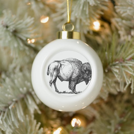 American Buffalo Bison Keramische Bal Ornament (Boom)
