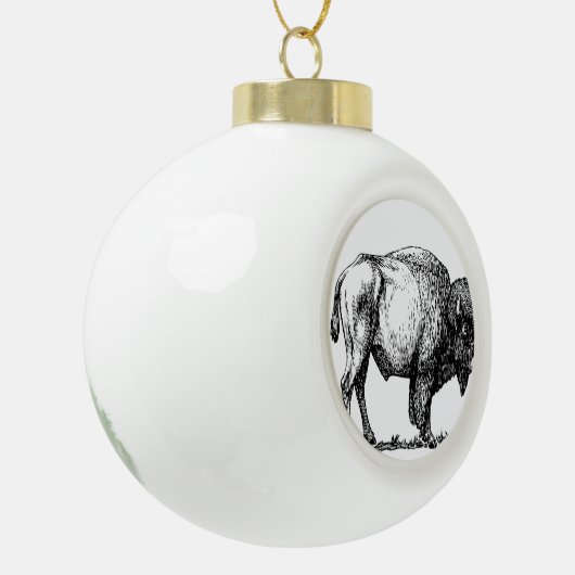 American Buffalo Bison Keramische Bal Ornament (Links)