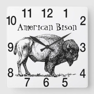 American Buffalo Bison Vierkante Klok