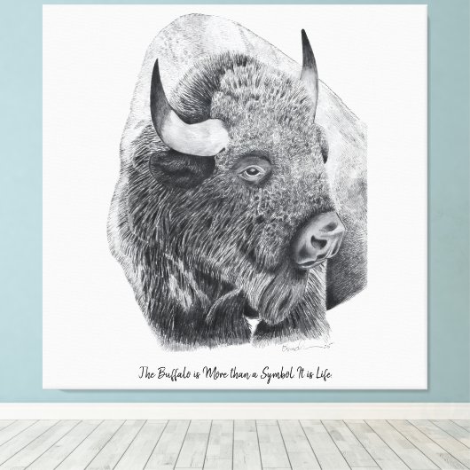 American Buffalo Canvas Afdruk (Insitu (Houten vloer))