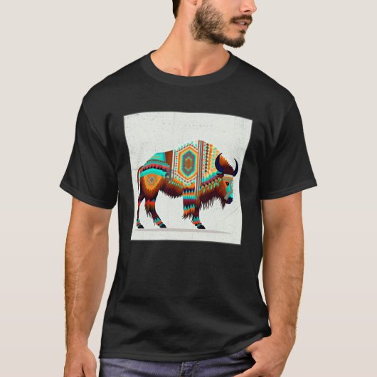 American Buffalo Colorful Aztec Bison Men Women T-shirt (Voorkant)