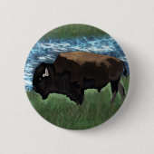 American Buffalo of Bison Illustratie Ronde Button 5,7 Cm (Voorkant)