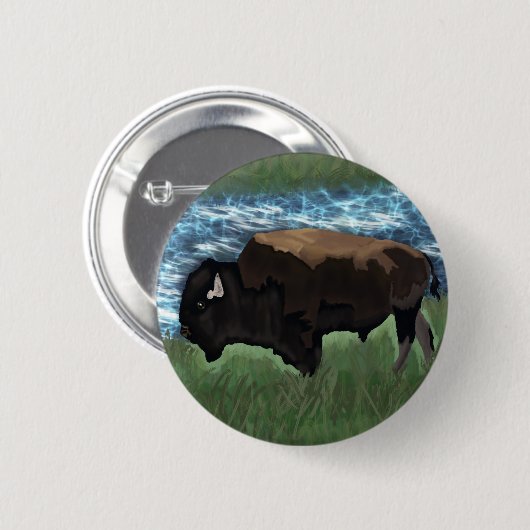 American Buffalo of Bison Illustratie Ronde Button 5,7 Cm (Voorkant /achterkant)
