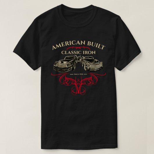 American Build Classic Iron Trucks Red Pinstripes T-shirt (Design voorkant)