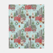 American buldog Red Kerstmis Truck Festive Fleece Deken (Voorkant)
