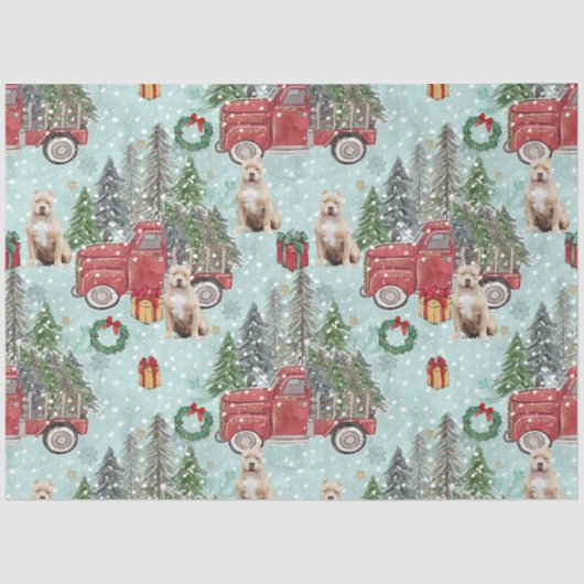 American buldog Red Kerstmis Truck Festive Tissuepapier (Voorkant)