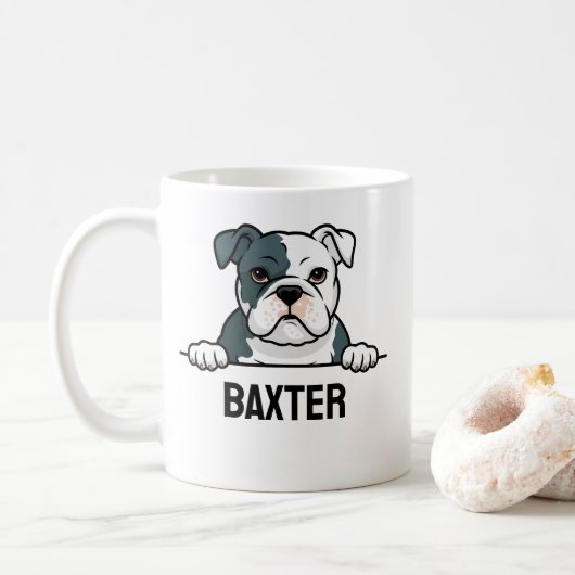 American Bulldog Custom Naam Schattige Huisdier Ho Koffiemok (Met donut)