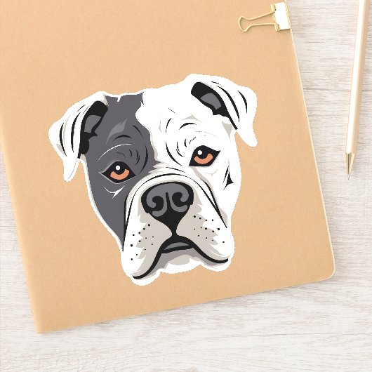American Bulldog Cute Funny Cartoon Dog Custom Cut Sticker (Notitieboek)