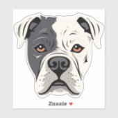 American Bulldog Cute Funny Cartoon Dog Custom Cut Sticker (Vel)