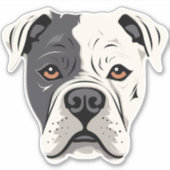American Bulldog Cute Funny Cartoon Dog Custom Cut Sticker (Voorkant)