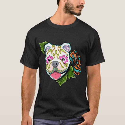 American Bulldog - Dag van de Dode Sugar Skull Hon T-shirt (Voorkant)