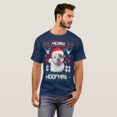 American Bulldog Merry Woofmas kerstmis T-Shirt (Voorkant volledig)