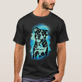 American Bulldog Paint Blue Design Dog Mom Dad T-shirt