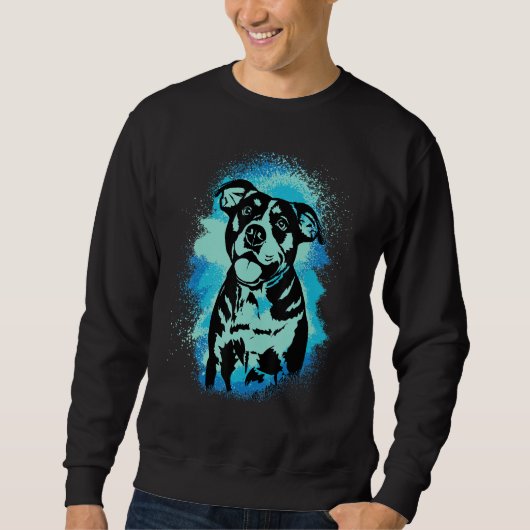 American Bulldog Paint Blue Design Dog Mom Dad Trui (Voorkant)