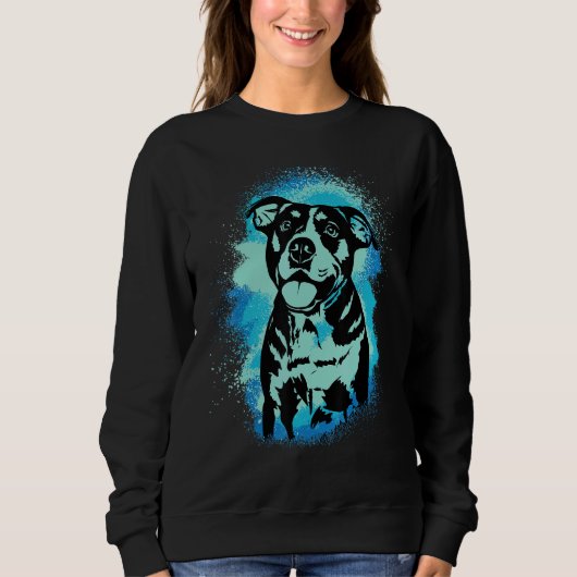 American Bulldog Paint Blue Design Dog Mom Dad Trui (Voorkant)