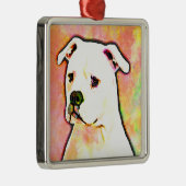 American Bulldog Pop Art Portret Metalen Ornament (Rechts)