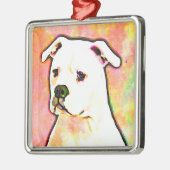 American Bulldog Pop Art Portret Metalen Ornament (Links)