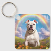 American Bulldog Rainbow Bridge Aangepaste hondenn Sleutelhanger (Voorkant)