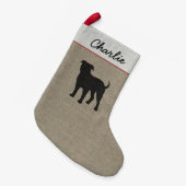 American Bulldog Silhouette Cute Dog Holiday Xmas Kleine Kerstsok (Voorkant (Hangend))