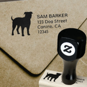 American Bulldog Silhouette Return-adres Rubberstempel