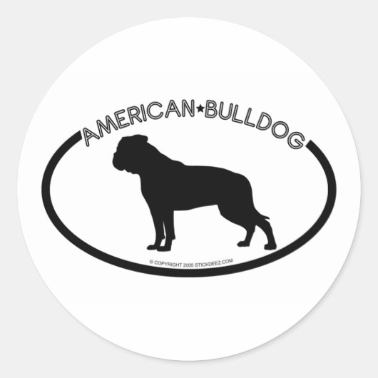 American Bulldog Silhouette Zwart Sticker (Voorkant)