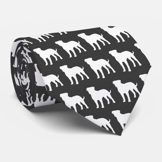 American Bulldog Silhouettes Pattern Hondenliefheb Stropdas (Opgerold)