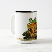 American Bullfrog Posing Two-Tone Coffee Mok (Voorkant links)