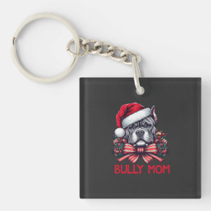 American Bully Dog Mom Christmas Hondenliefhebber Sleutelhanger