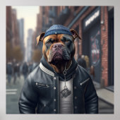 American Bully Hipster Dog Poster (Voorkant)
