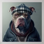 American Bully Hipster Dog Poster (Voorkant)