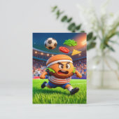 American burger soccer player charging across stad briefkaart (Staand voorkant)