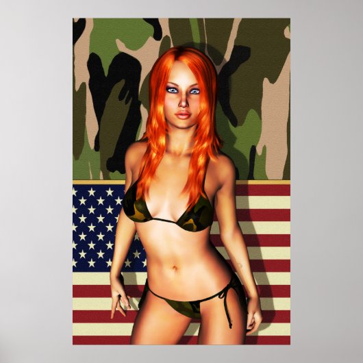 American Camo Bikini Babe Poster (Voorkant)