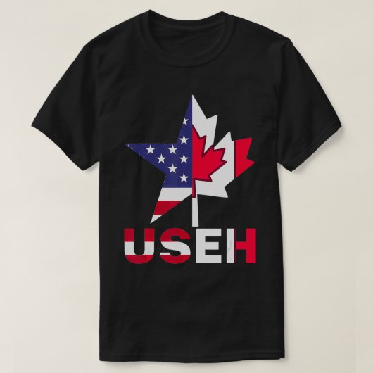 American Canadian Gift Maple Leaf USEH Flag Star C T-shirt (Design voorkant)