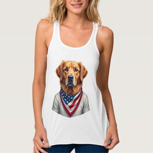 American Canine Golden Retriever Vintage Tee Tanktop (Voorkant)
